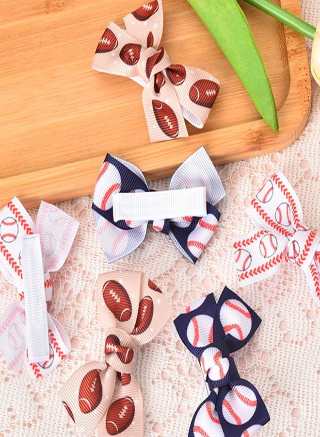 Borhmty Hair Bow Clip Set Football Gifts for Girls Daughter Baseball Gifts for Girls Women Sister Birthday Gifts Ribbon Bow Alligator Clip for Toddler Girls Hair Accessories Pack Football Baseball Bows - Image 3